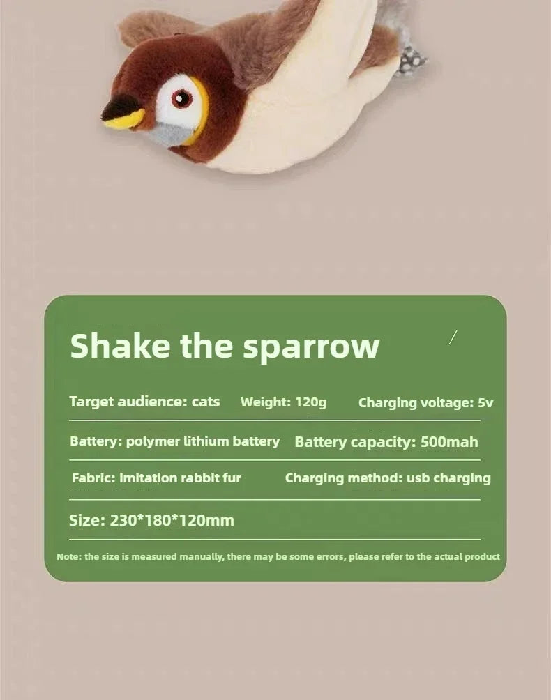 Interactive Cat Toy – Rechargeable Electric Chirping Bird with Flapping Wings & Catnip, Touch-Activated Plush for Cats