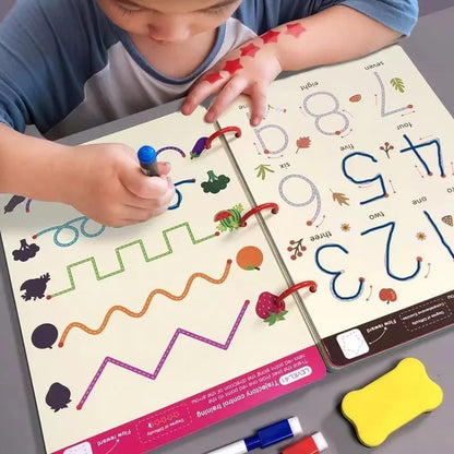 Magical Reusable Tracing Workbook – Montessori Drawing Practice & Control Training Copybook for Kids
