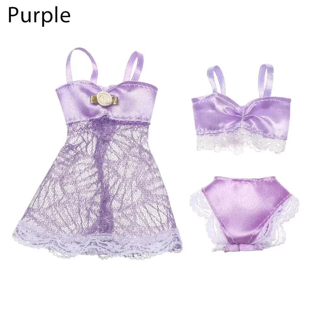 Soft Lace Underwear Set for 30CM 1/6 Dolls – Bra & Briefs for Blythe BJD Dollhouse Kids Toy