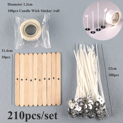 Smokeless Candle Wicks – Pre-Waxed Cotton Core with Metal Sustainer Tabs, 2.6-20cm for DIY Handmade Candle Making