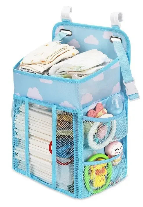 Baby Crib Hanging Storage Bag – Diaper & Nappy Organizer for Cot, Infant Essentials Holder