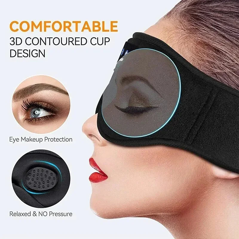 3D Eye Mask with Music Play - Bluetooth Sleeping Headphones and Built-in HD Speakers for Restful Sleep
