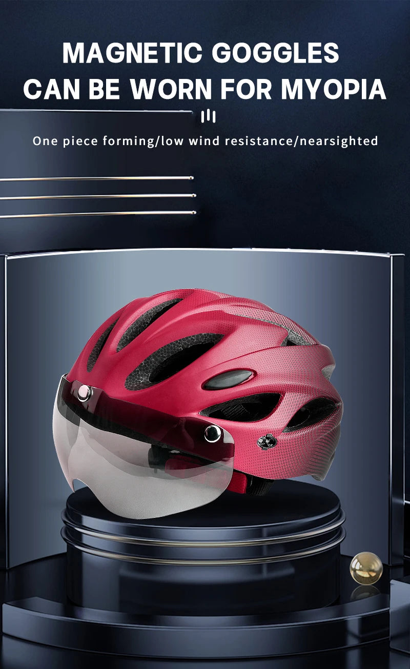 X-TIGER Cycling Helmet – Ultralight MTB Bike Helmet with LED Lights, Integrally-Molded Sports Safety Hat & Goggles Visor