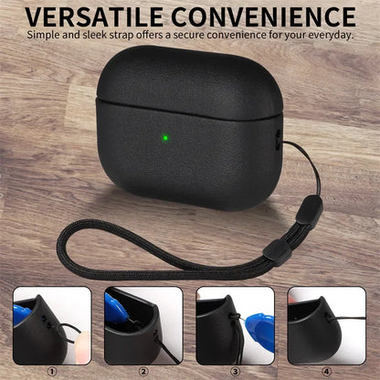 Leather Grain Case for AirPods Pro 2, AirPods 3 & 4 — Protective Cover for Apple Bluetooth Earphones