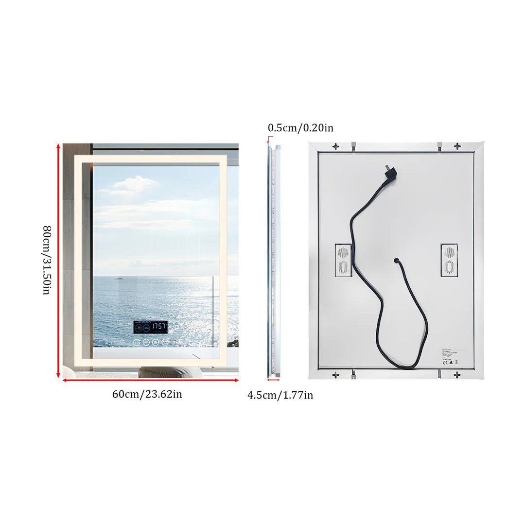 LUVODI Bluetooth LED Bathroom Mirror – Large Anti-Fog Lighted Vanity Mirror with 3-Color Modes