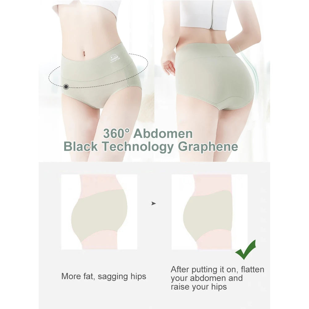 5-Pack Women’s High Waist Cotton Underwear – Tummy Control & Butt Lift, Breathable Antibacterial Comfort, No Ride-Up