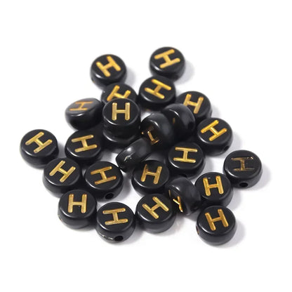 A-Z Alphabet Beads Set - 100-500pcs Black Gold Acrylic Letter Beads for DIY Jewelry Making Charm Bracelets Accessories