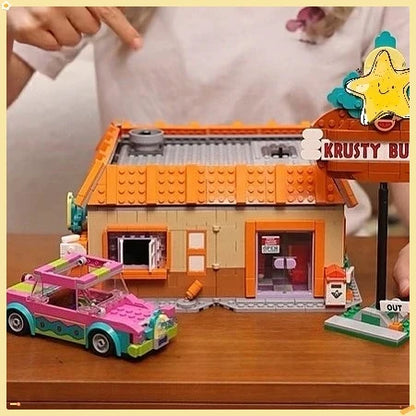 2025 MOC 1635-Piece Burger Restaurant Building Blocks Set – City Street View Creative Toy for Children’s Gifts