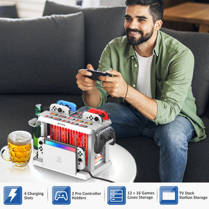 OIVO Switch Joy-Con Charger & Game Storage Tower – Pro Controller Holder for Nintendo Switch OLED Dock Station