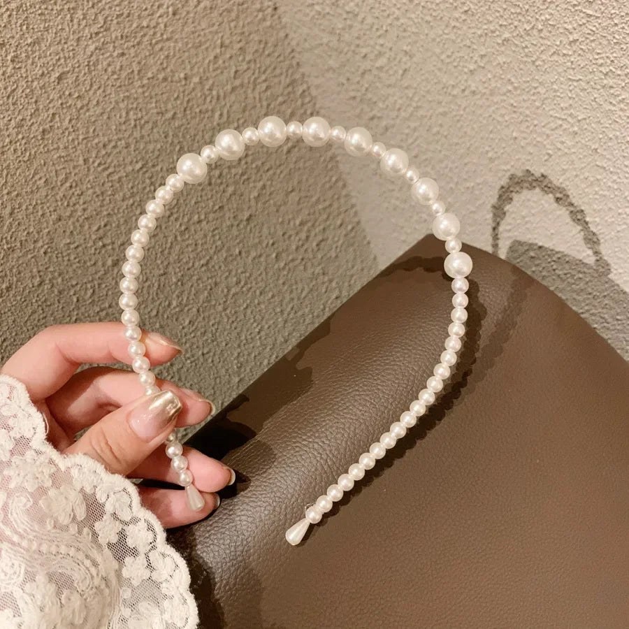 Fashion White Faux Pearl Hair Hoop – Elegant Full Pearl Bridal Headband, Wedding Hair Accessories for Women & Girls