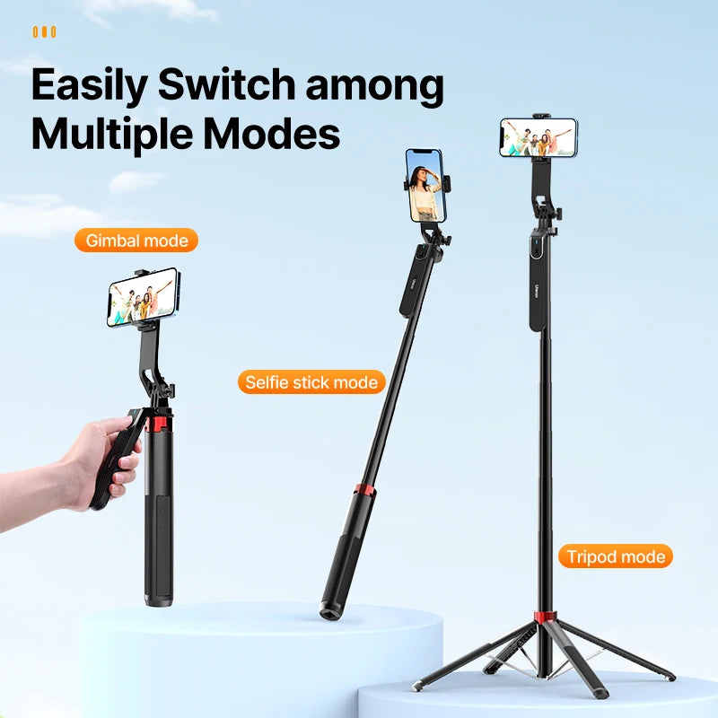 Ulanzi MA09 1.8m Selfie Stick Tripod – Remote Control Tripod for iPhone 16-13 Pro Max & Android with Panoramic Ball Head Holder