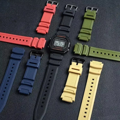 Rubber Silicone Watch Band for Casio F-108WH W-216H W-218H W-215 W-752 W-S200H SGW-400/500H - Waterproof Resin Replacement Strap