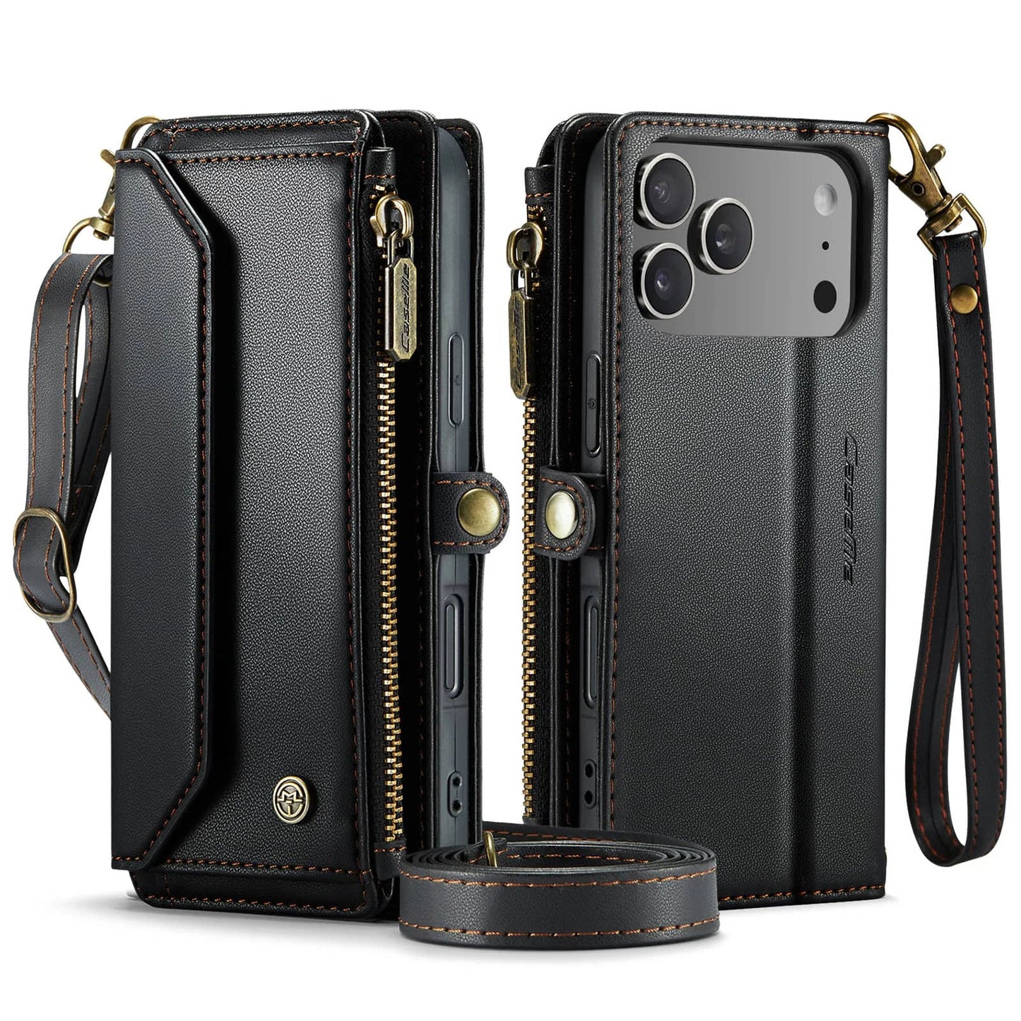 RFID Blocking Crossbody Wallet Case for iPhone 17 Pro Max & Air, PU Leather Card Holder with Strap