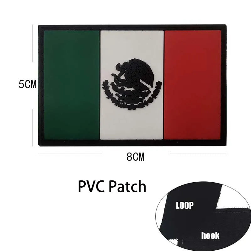 Mexico Flag Eagle Skull Patch - Embroidered Fabric & PVC Tactical Applique Badge for Bags and Gear