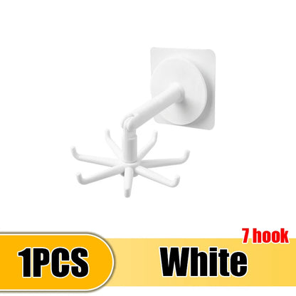 Kitchen 7-Claw Rotatable Hook Rack – 360° Multi-Purpose Spoon & Utensil Hanger, Storage Organizer Accessories