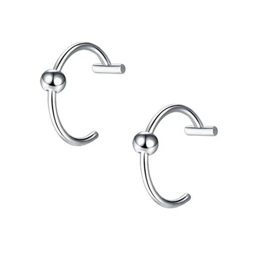 2PCS Trendy 10mm Stainless Steel Punk Clip-On Fake Piercing – Unisex Nose & Lip Rings, Tusk Body Jewelry for Men & Women