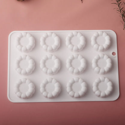 6 or 12 Cell Wavy Lace Cylindrical Silicone Cake Mold — Mousse & Dessert Baking Tool for Party Pastry