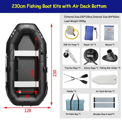 Professional Inflatable Dinghy Raft – Tear-Resistant Foldable Rowing Boat for Adults, Kayak, Canoe & Fishing