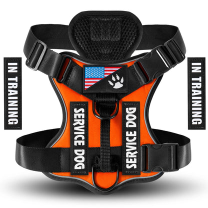 Reflective Service Dog Harness Vest with 5 Patches – Adjustable Soft Oxford Mesh Pet Harness