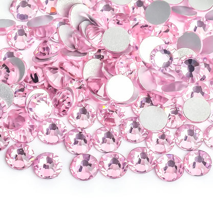 Light Pink & Rose 3D Glass Nail Art Rhinestones – SS3-SS30 Crystal Non-Hotfix Nail Decorations for Manicure Design & DIY Nails
