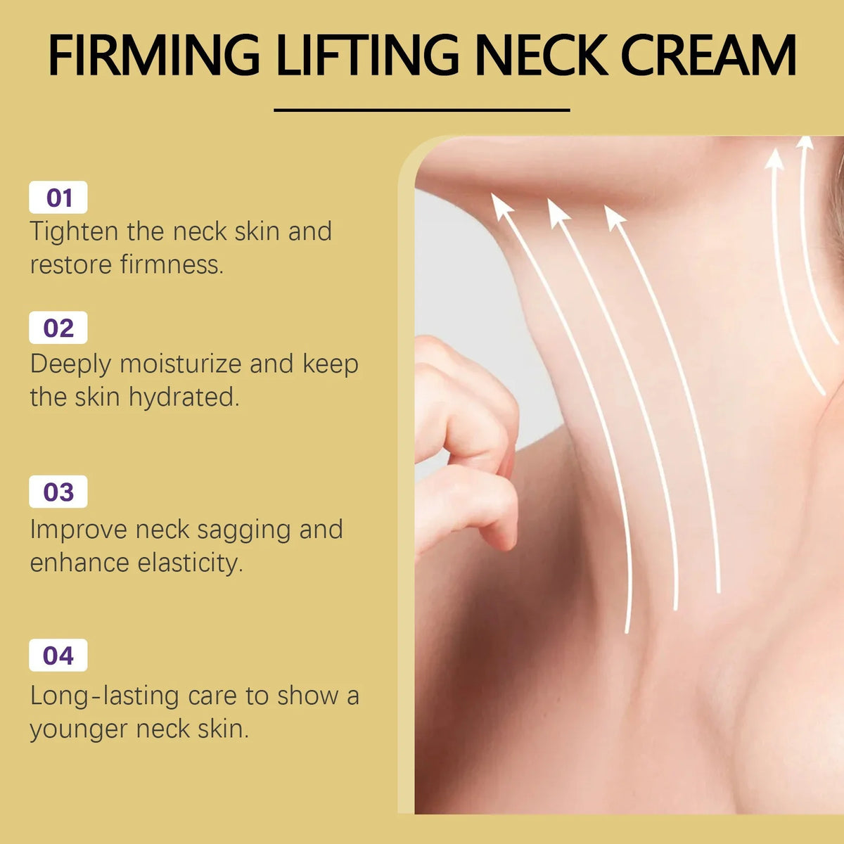 AH-8 Firming Neck Cream - Hexapeptide and Hyaluronic Acid Moisturizer for Hydrated, Smoother-Looking Skin