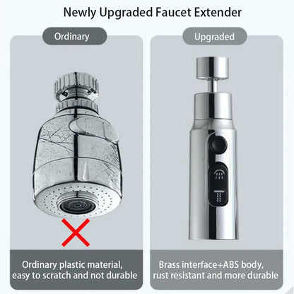 360° Universal Rotation Faucet Extender with Splash-Proof Aerator - 3 Modes Kitchen Sink Accessory + Universal Adapter