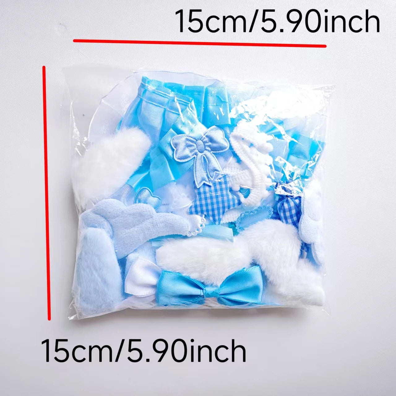 40Pcs Lace Handmade Craft Kit - Plush Bunny Ears Angel Wings Heart Star Clothing Accessories Set