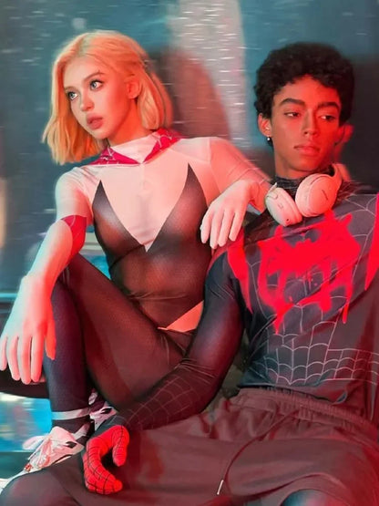 Anime Superhero Cosplay Spider-Man Bodysuit — Miles & Gwen Halloween Carnival Party Couple Costume