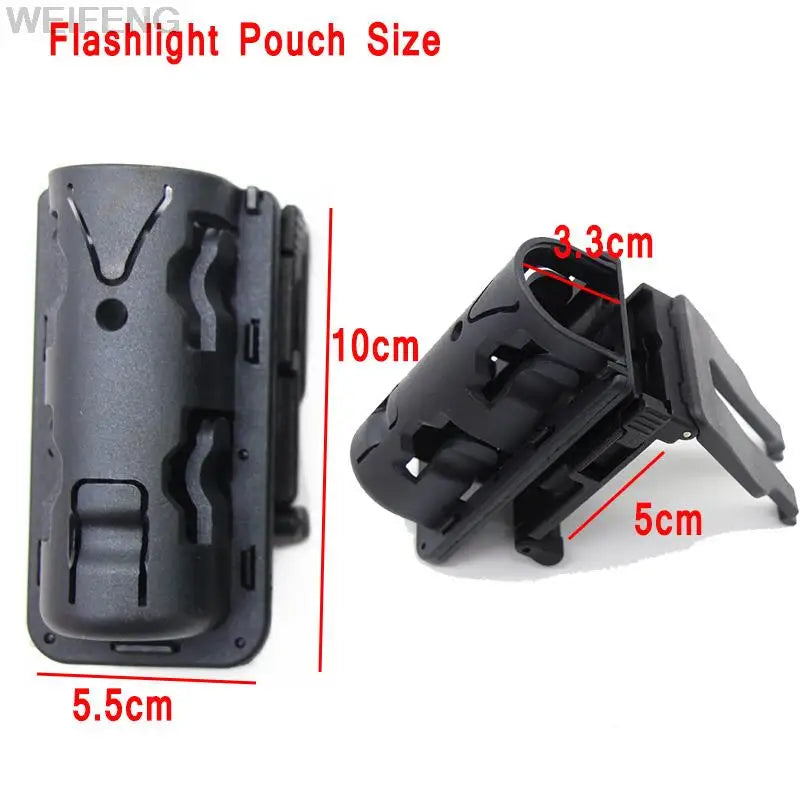 360° Rotating Tactical Flashlight Holster Pouch – MOLLE Belt Clip LED Torch Holder Case