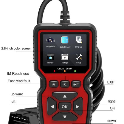 OBD2 Auto Engine Fault Diagnostic Tool V519 – Multi-Language Detector & Reading Card