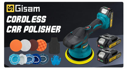 Gisam 8-Gear Digital Cordless Car Polisher — Electric Auto Waxing & Polishing Machine Compatible with Makita 18V Battery