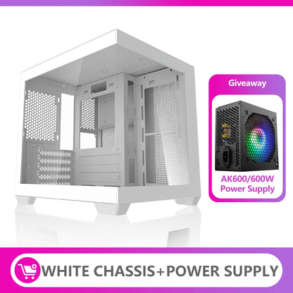 Aigo 275P Gaming PC Case — Sea View M-ATX/ITX Desktop with Double-Sided Tempered Glass