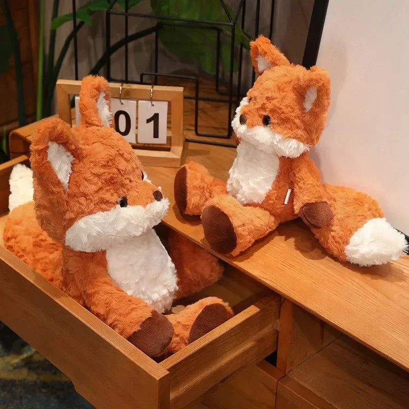 35cm/50cm Cute Fluffy Orange Fox Plush Toy – Soft Cartoon Stuffed Doll, Perfect Birthday Gift
