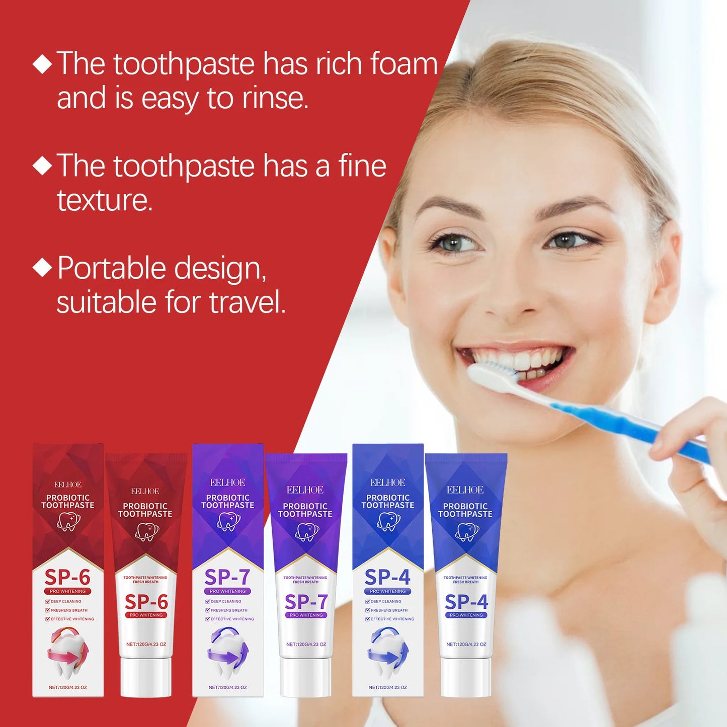 SP-6 Whitening Toothpaste with Probiotics – Plaque & Tartar Removal, Fresh Breath & Oral Hygiene