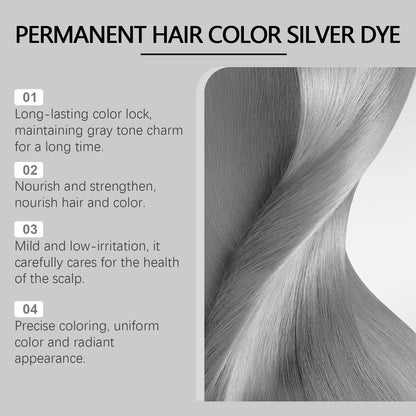 Gray Hair Dye Cream - Smoky Silver Gray Permanent Hair Color Wax for Women & Men
