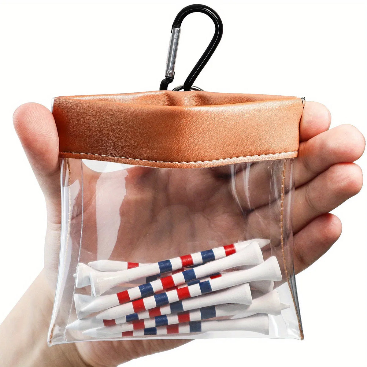 Transparent Wide-Mouth Golf Tee Storage Bag - Portable Hanging Pouch for Golf Tees and Small Valuables