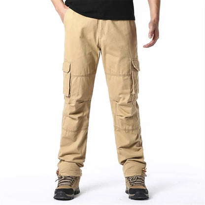 Men's Large Pocket Loose Overalls — Outdoor Sports & Tactical Jogging Pants with Elastic Waist, Pure Cotton Casual Workwear