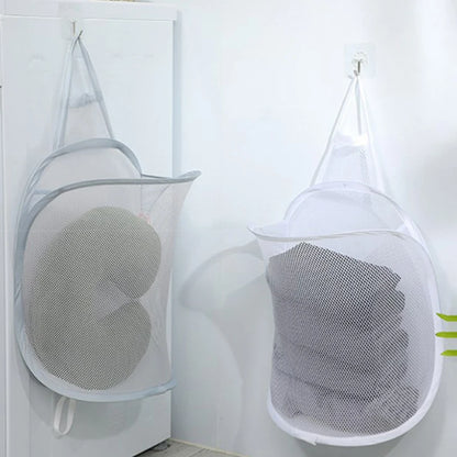 Foldable Dirty Clothes Storage Basket – Wall-Mounted Bathroom Hanging Bag with Frame for Household Laundry