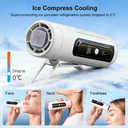 Mini Portable USB Rechargeable Neck & Waist Clip Fan – Handheld Turbo Cooling Fan with Cold Compress for Outdoor Travel & Summer Use