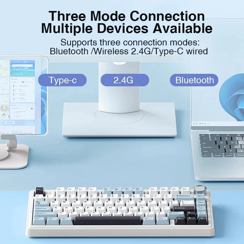 AULA F75 75% Mechanical Gaming Keyboard – 2.4G Wireless, Bluetooth, Wired, RGB, OEM Profile, Gasket Structure