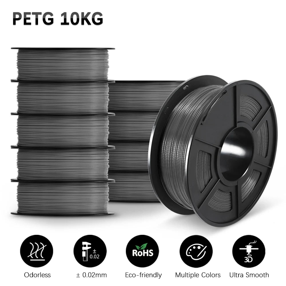 SUNLU PLA/PETG/PLA+ 3D Printer Filament Bundle – 10 Rolls 1KG Each, 1.75mm Neatly Wound Filament for 3D Printing (EU/US)