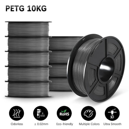 SUNLU PLA/PETG/PLA+ 3D Printer Filament Bundle – 10 Rolls 1KG Each, 1.75mm Neatly Wound Filament for 3D Printing (EU/US)