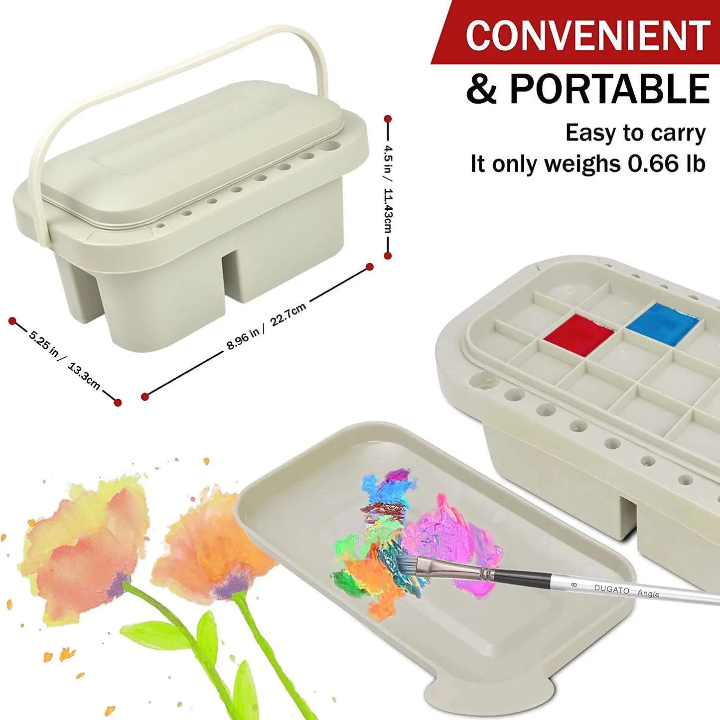 Multifunctional Paint Brush Cleaner: Basin Holder & Organizer with Tray Palette Lid - Includes 2 Art Sponges