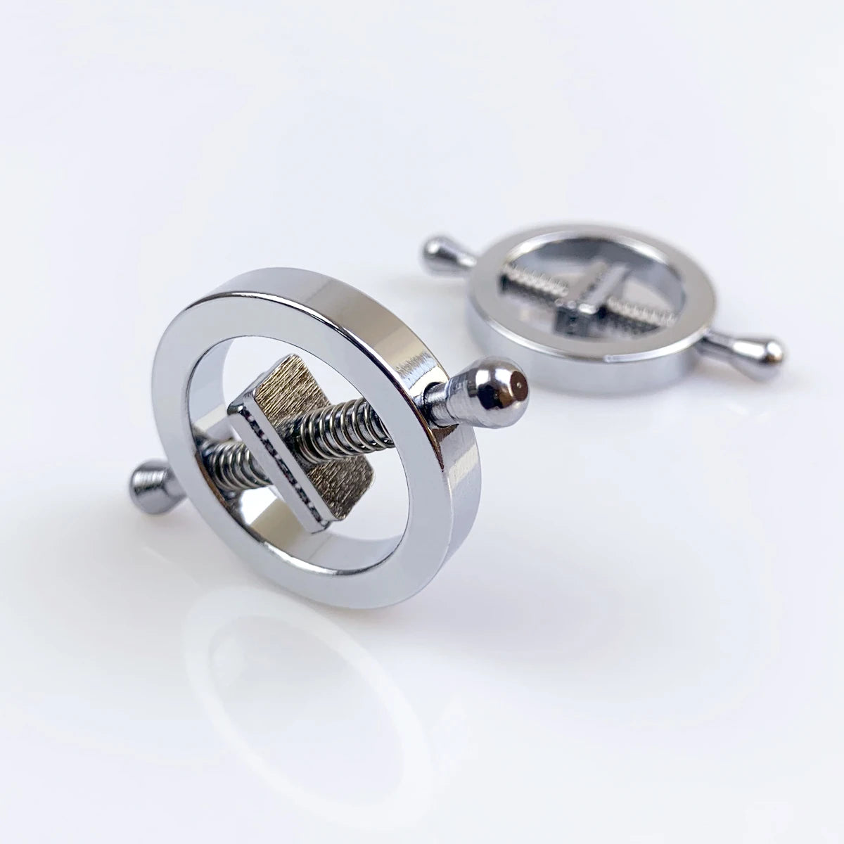 Adjustable Metal Nipple Clamps - Pair of Spring-Loaded Breast Clips for Adult BDSM and Sensory Play