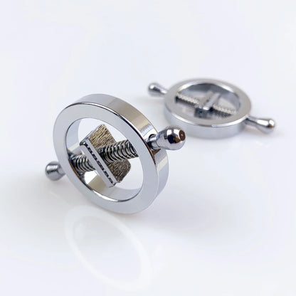 Adjustable Metal Nipple Clamps - Pair of Spring-Loaded Breast Clips for Adult BDSM and Sensory Play