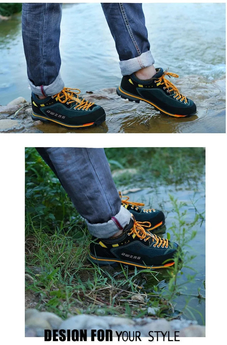Men's Waterproof Hiking Shoes - Anti-Collision Climbing Shoes, Fashion Outdoor Casual Lace-Up Sneakers