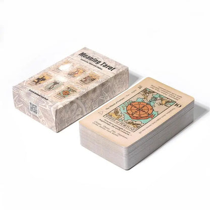 Beginner Tarot Card Deck - 78 Antiqued Tarot Cards with Meanings for Learning & Reading Practice