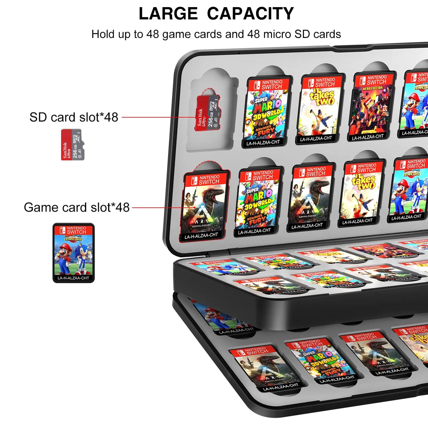 48-in-1 Switch Game Card Storage Case: Magnetic Box with Soft Silicone Lining - Game Accessories