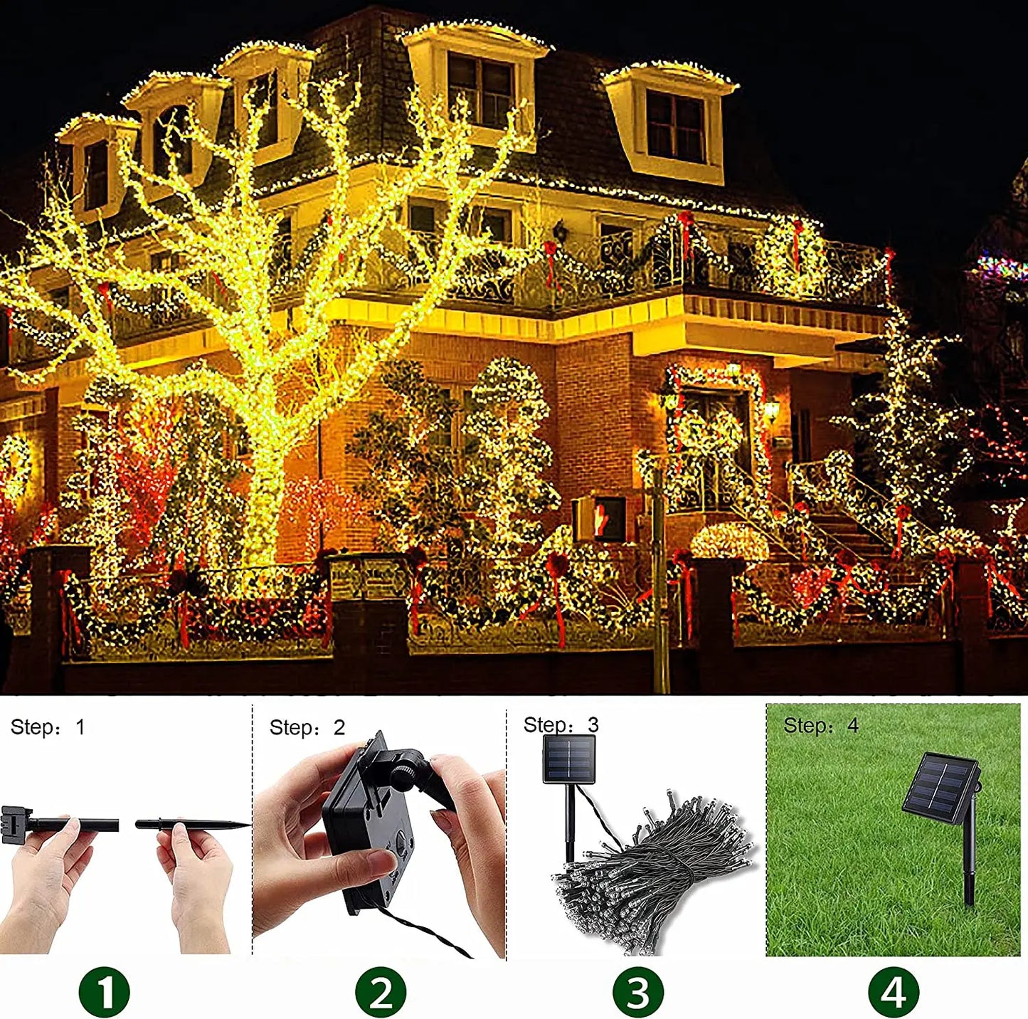 330LED Outdoor Solar String Lights – Fairy Lights with 8 Modes, 33m Waterproof Garland for Garden and Wedding Decoration
