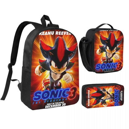 3-Piece Student Backpack Set - Cartoon School Bag with Lunch Bag and Pencil Case